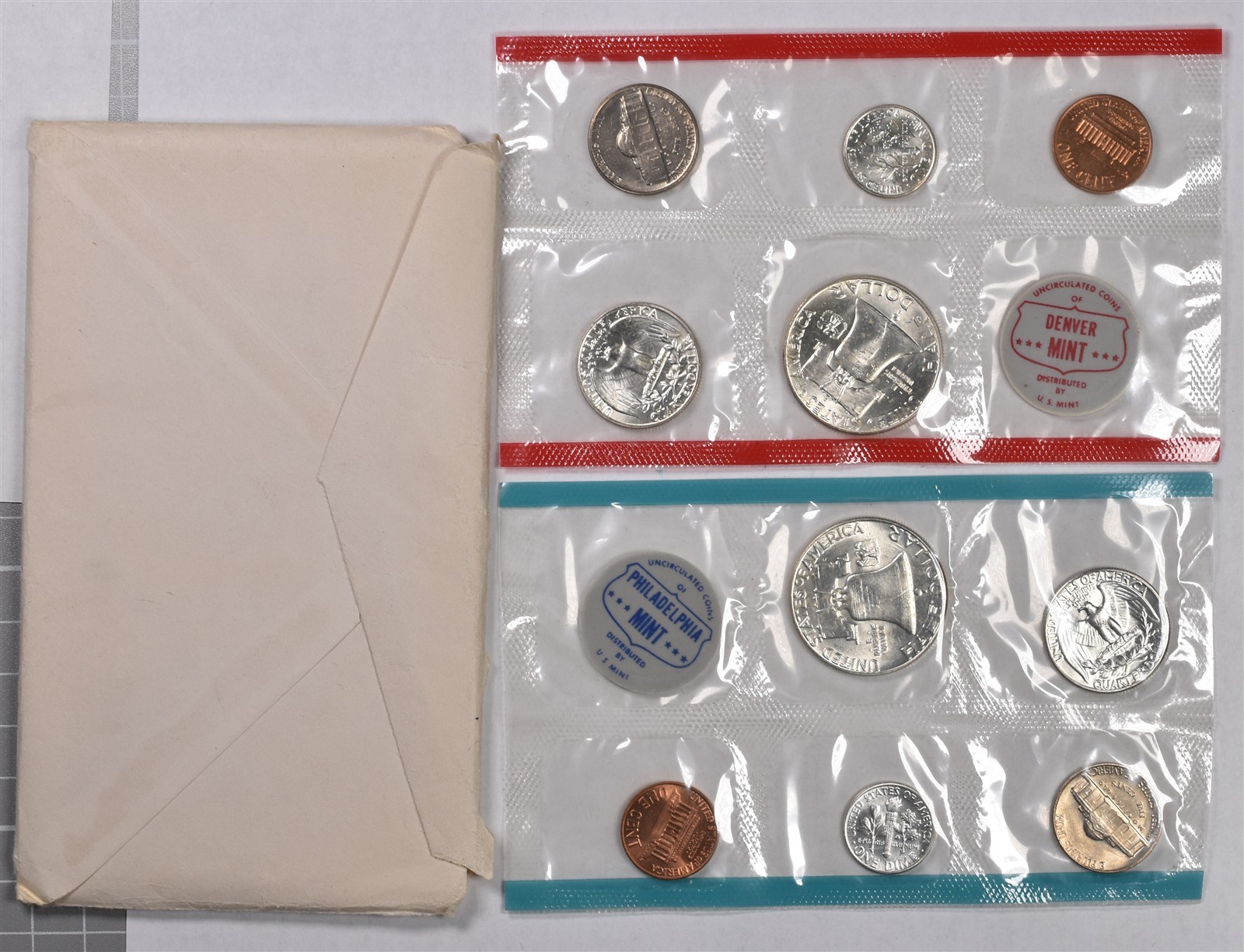 1963-P&D U.S. Mint 10 Coin Uncirculated Set With Envelope