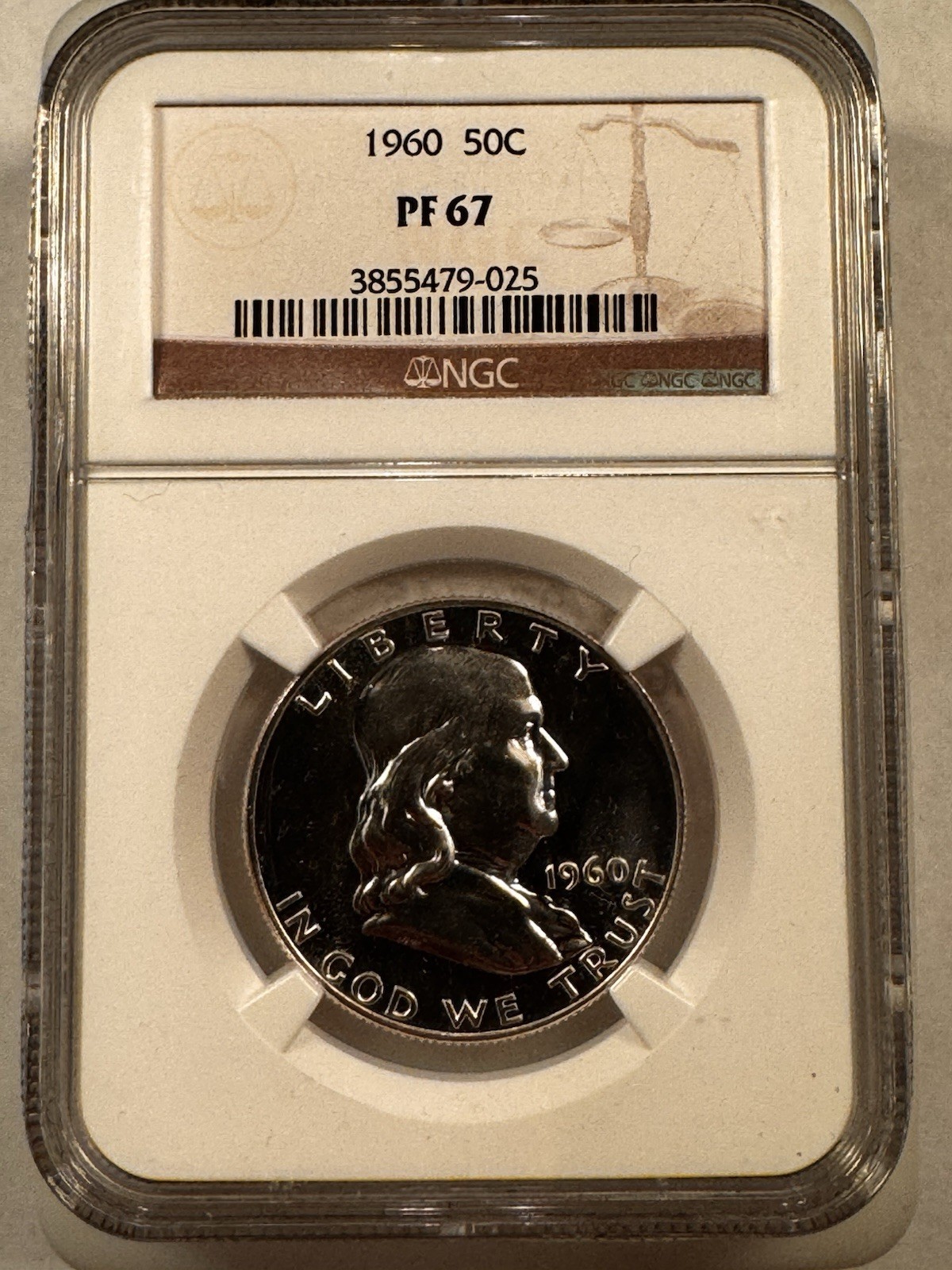1960 50C NGC PF 67 Franklin Half Dollar