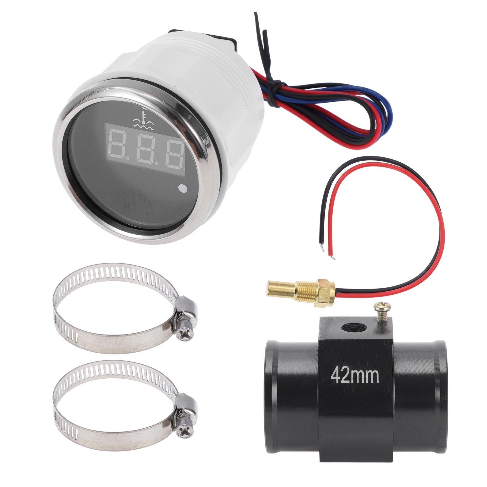 1.65" Auto Digital Water Temp Gauge Kit with Joint Pipe and Sensor Adaptor