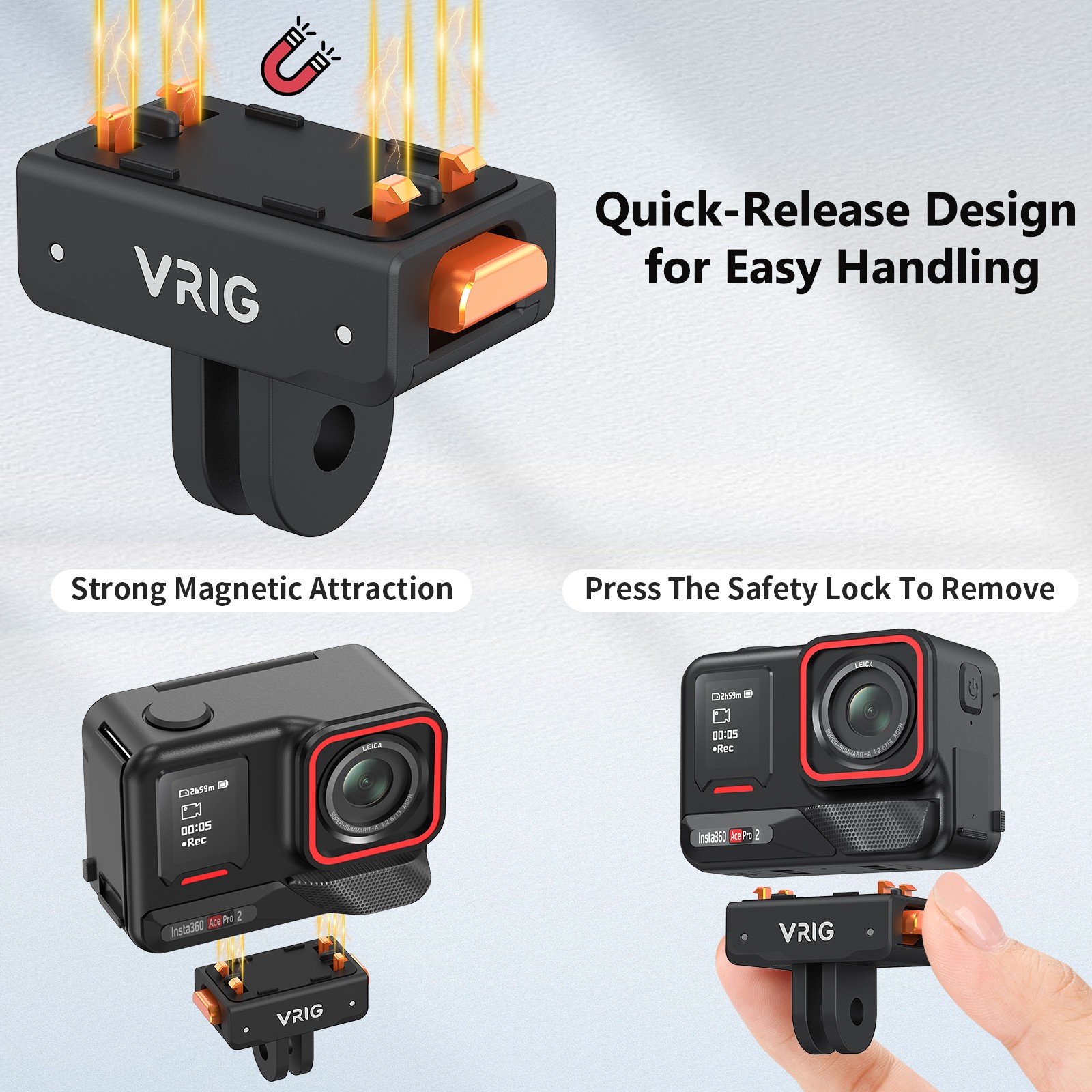 Magnetic Quick Release Mount Metal Connection Adapter for Insta360 ACE PRO PRO2