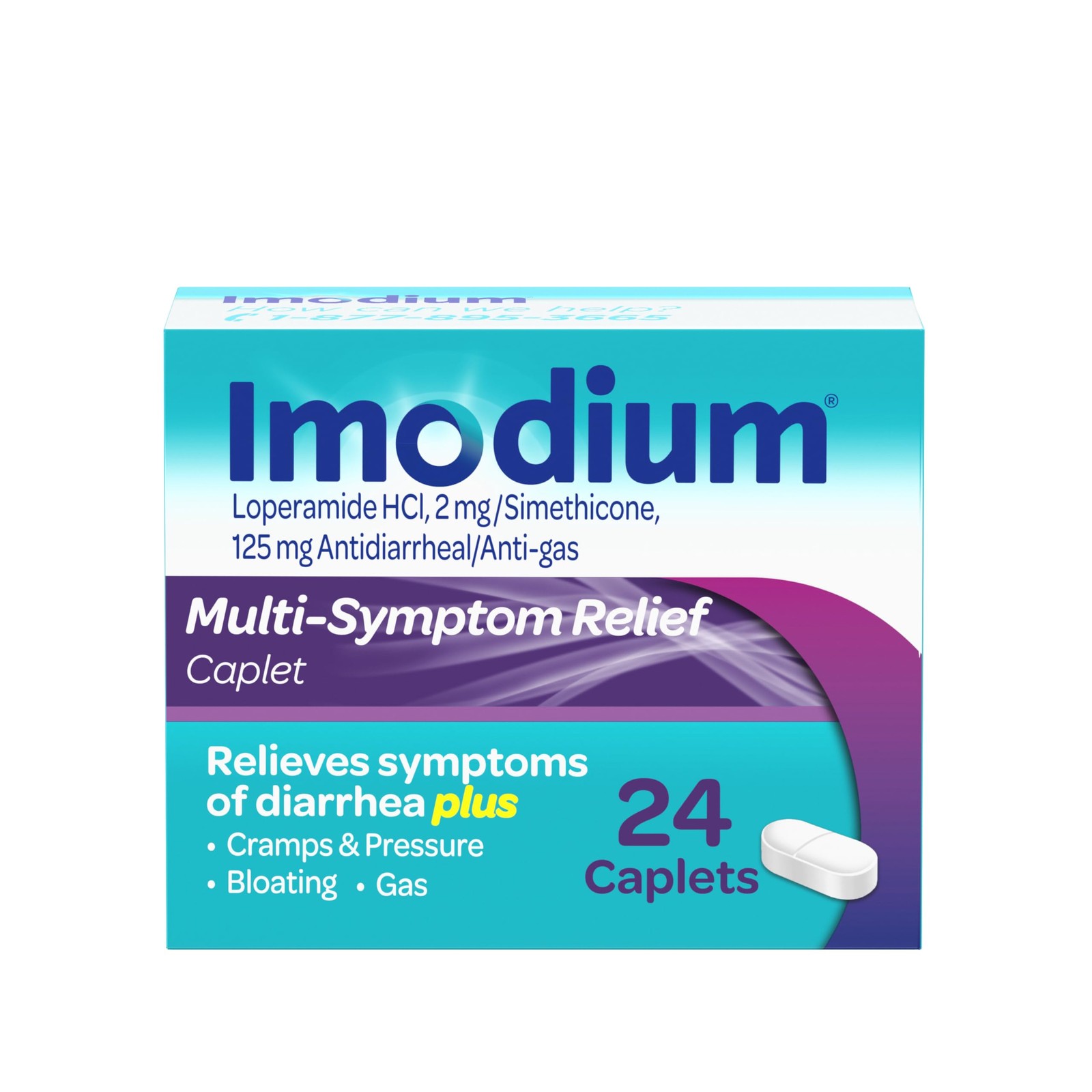 Imodium Multi Symptom Relief Caplets 24 Count Anti Diarrheal and Gas Relief