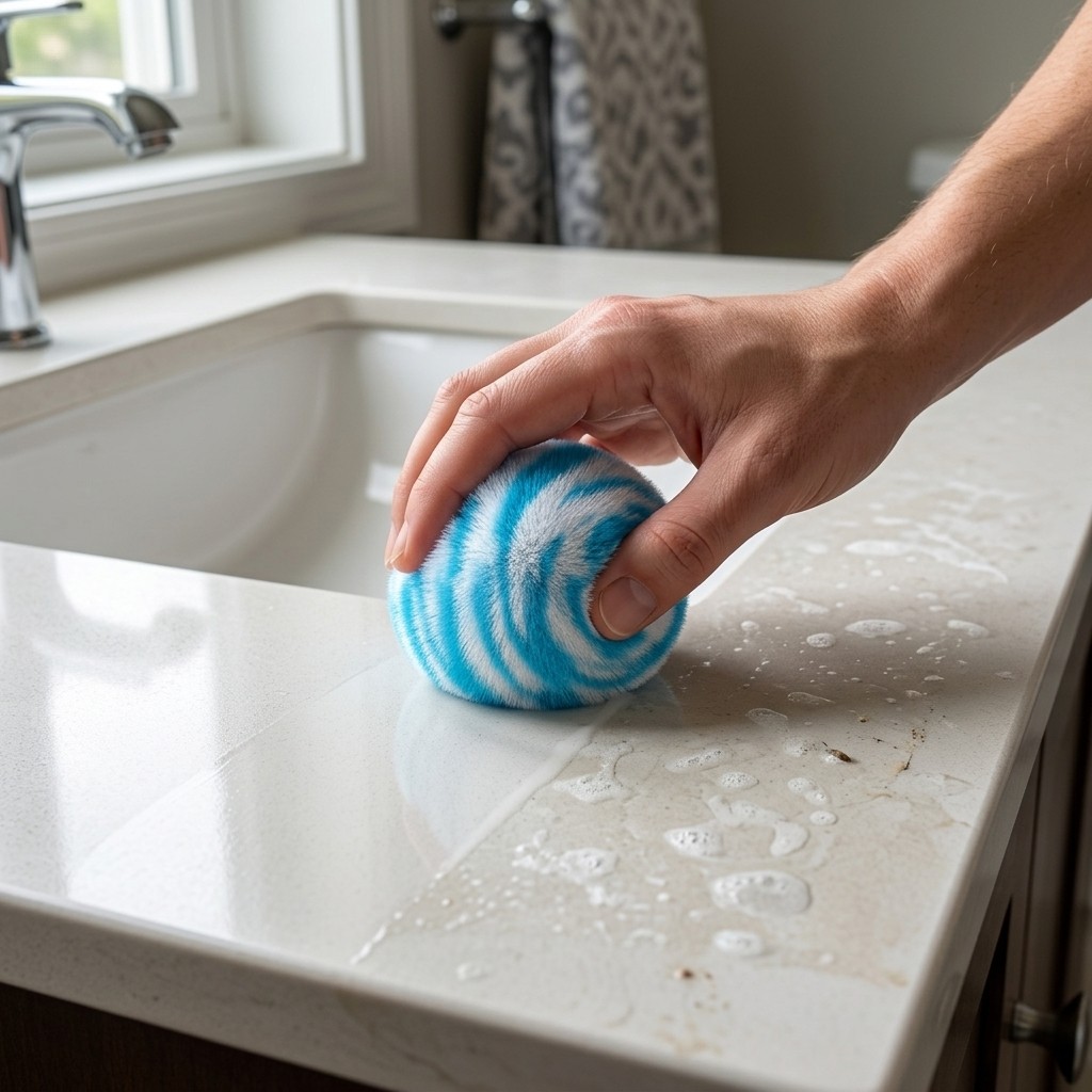 Bathroom Cleaning Ball Brush Soft Microfiber Sink & Bath Stain Remover