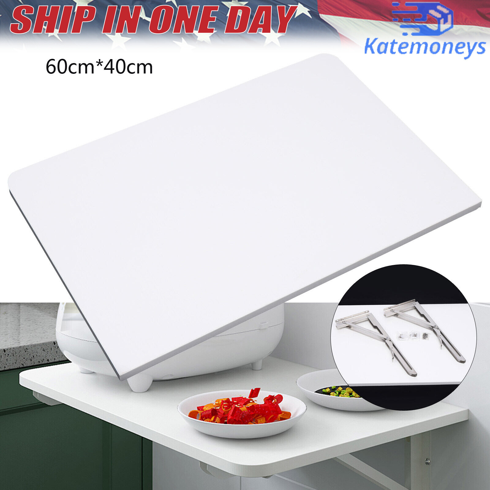 Folding PC Table Wall Mount Floating Desk Home Space Saving Laptop Desk 60x40cm