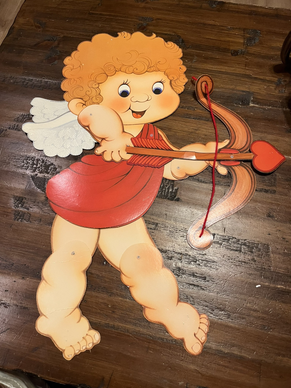 VTG Rare Valentines Day 1979 Hallmark Boy Cupid With Arrow Red Die Cut 18” X 26”