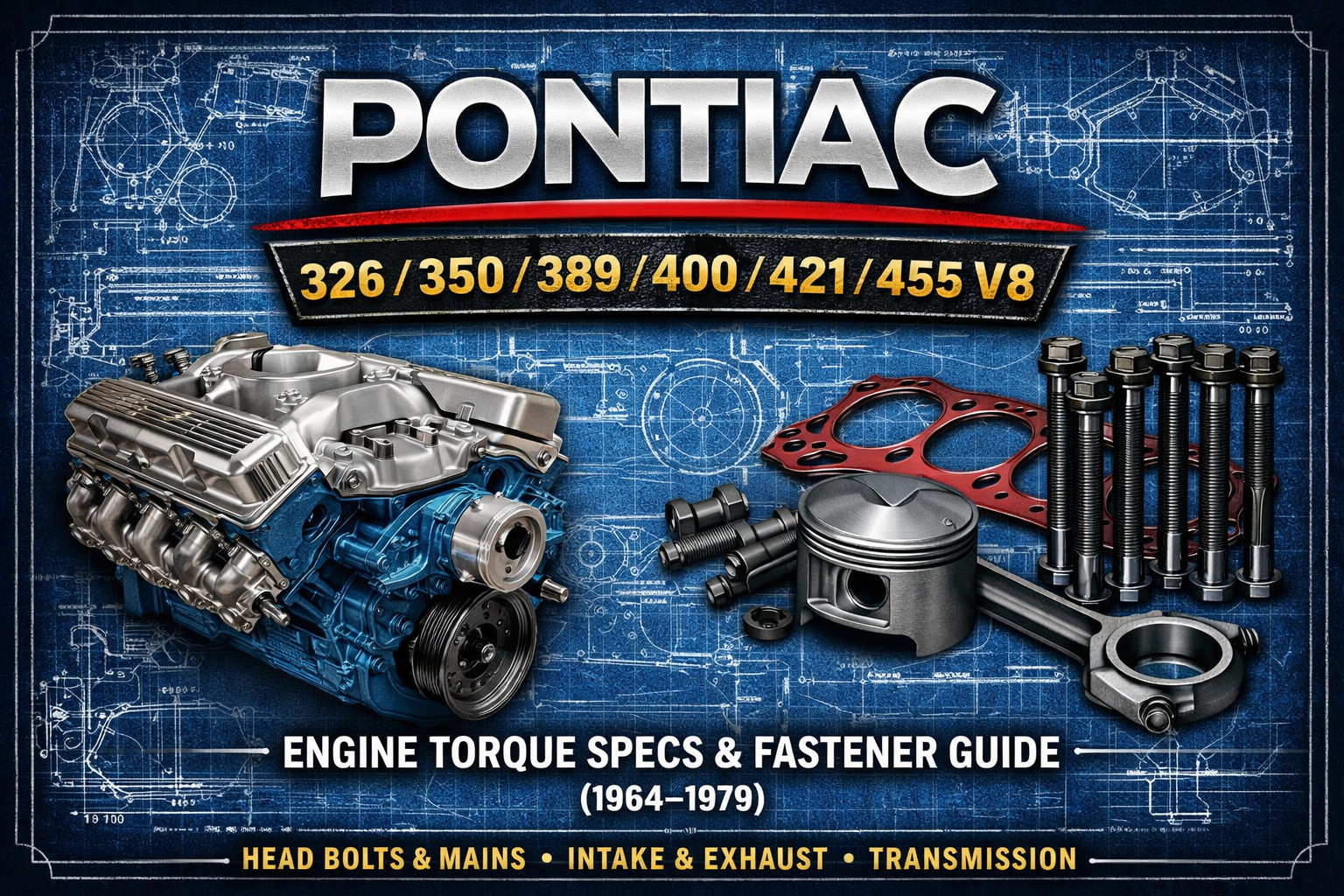 Pontiac V8 Torque Specs 350 400 455 (1964–1979) Fastener Guide PDF - Digital
