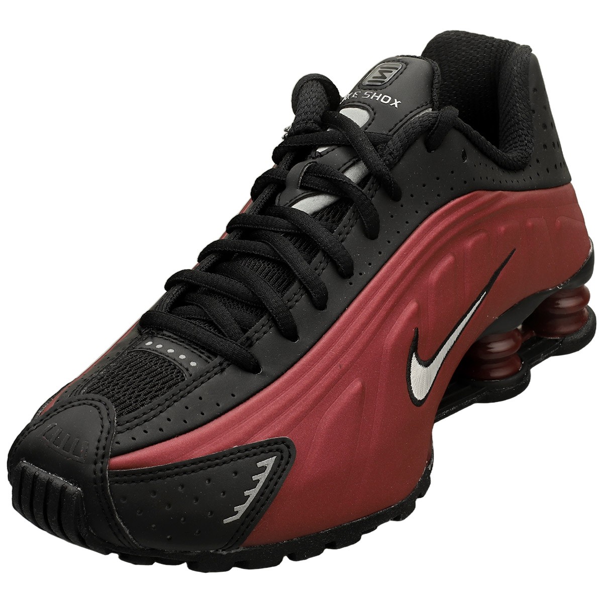 Nike Shox R4 Womens Fashion Sneakers in Black Red