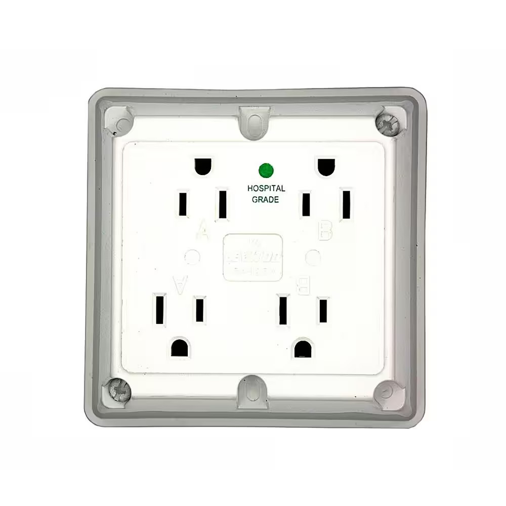15 Amp 125 V Hospital Grade Quadplex Outlet/Receptacle, White (1-Pack) 1254-HW