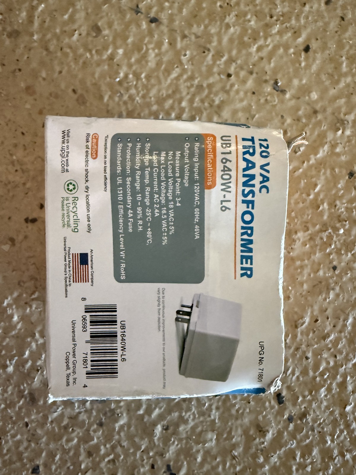 120 UPG VAC Transformer UBI64OW-L6