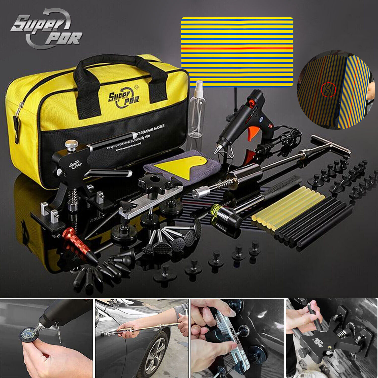 Auto Car Body Dent Puller Bridge Lifter 73PCS Paintless Hail Remover Repair Kit