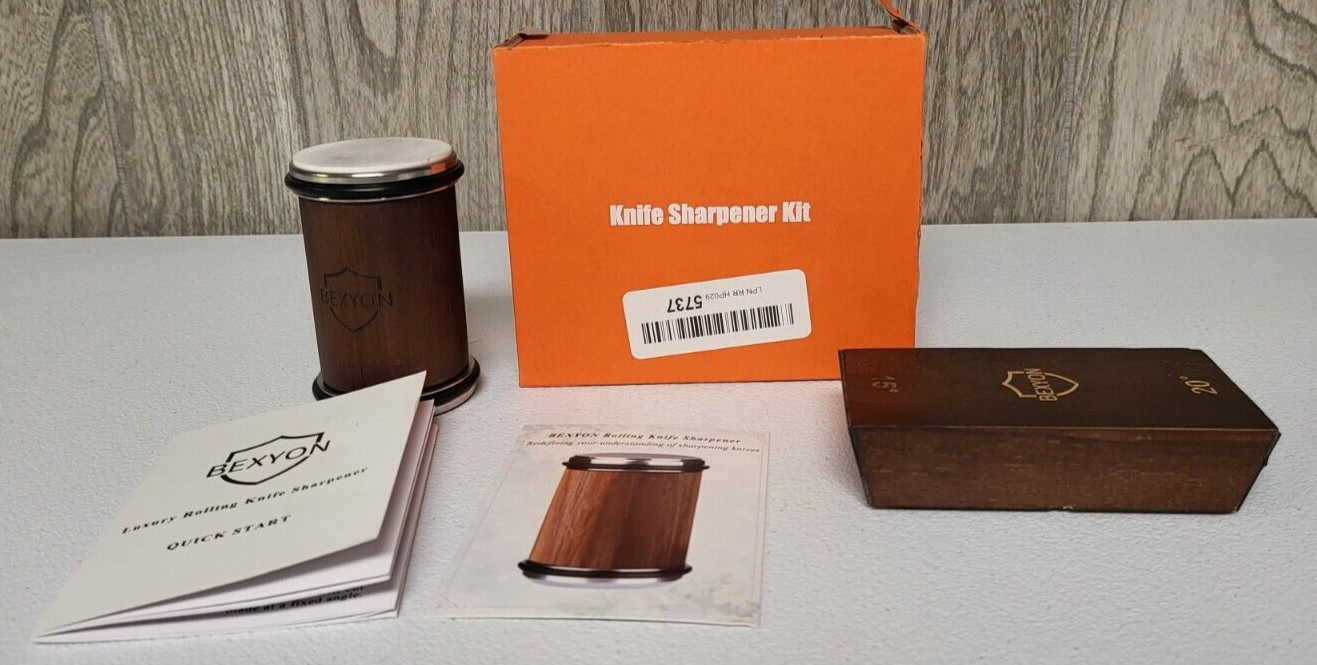 Bexyon Walnut Rolling Knife Sharpener with Industry Diamonds and Ceramic Discs