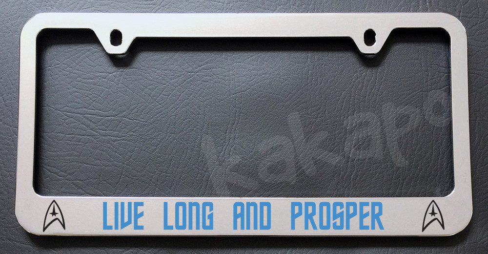Live Long And Prosper Star Trek Chrome License Plate Frame