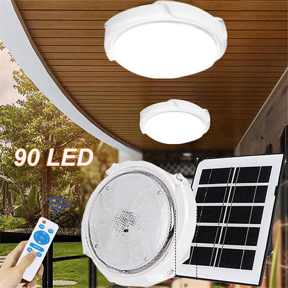 2Pack Solar Powered Ceiling Pendant Light Remote Indoor Outdoor Lamp Waterproof