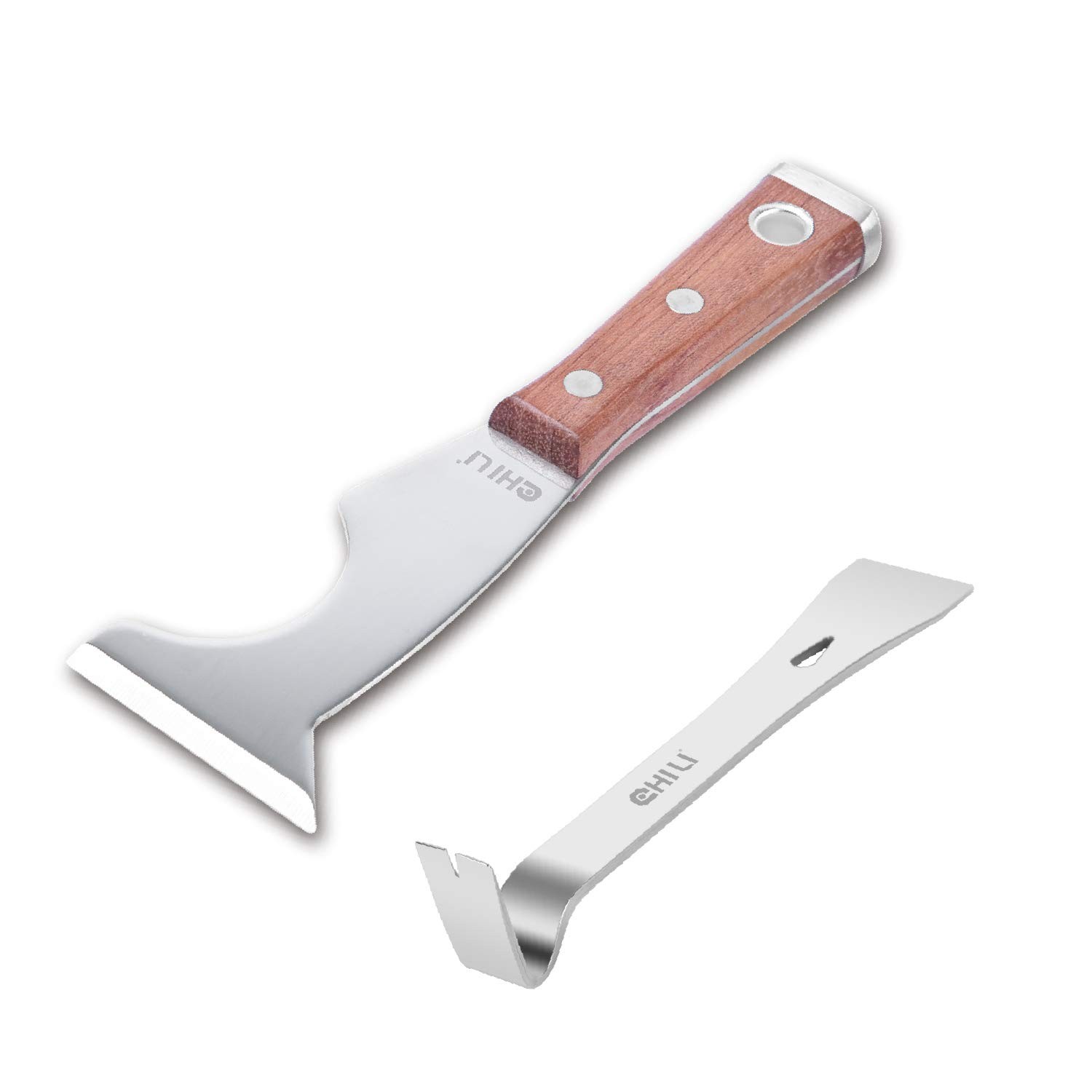 Tools 7/8" Wide Mini Pry Bar With Flat End + Tools 5 In 1 Paint Scraper With Woo