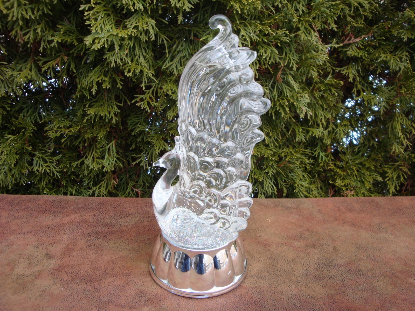 Peacock/Glitter Globe 11" tall (Not working)
