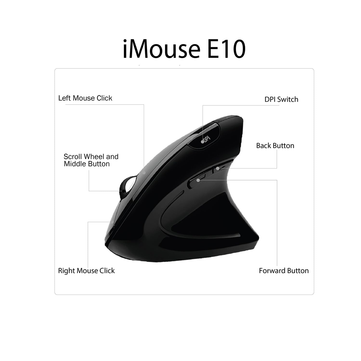 Adesso iMouse E10 Vertical Ergonomic Optical 6-Button Mouse, Black black