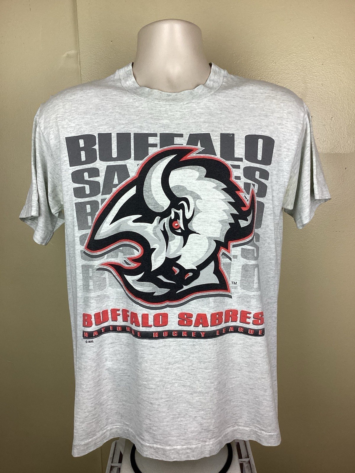 Vintage Buffalo Sabres Hockey NHL logo ash color shirt reprint  VK10049