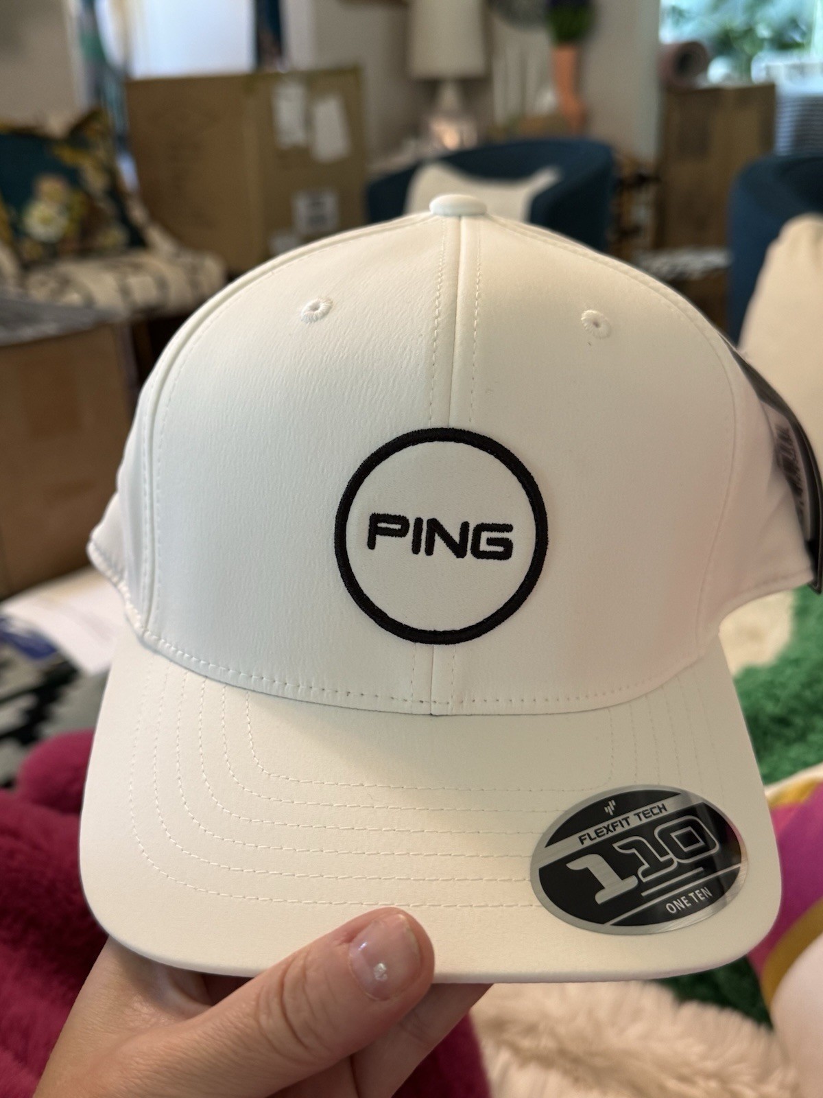 PING Patch Cap White – Flexfit Tech 110 – Brand New with Tags – Golf Hat
