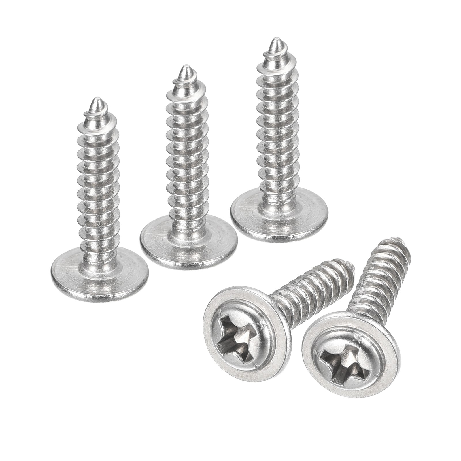 ST3x14x7mm Phillips Pan Head Self-tapping Screw with Washer, 100pcs (Silver)