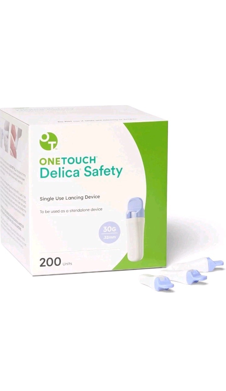 Phillips ONEtouch Delica Safety Single Use lancing devices. 200 Per Box 4/29