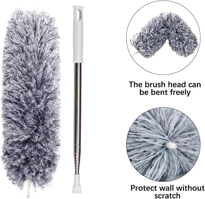 Microfiber Feather Duster Extendable Duster with 100 Inches Extra Long Pole Bend