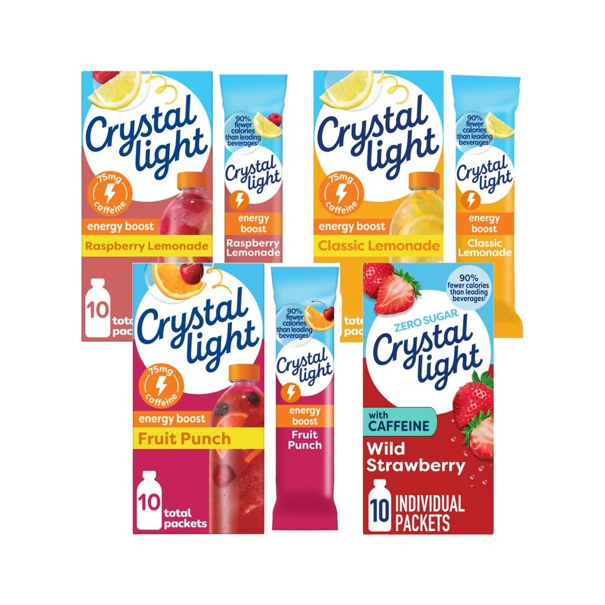 Crystal Light Energizing Drink Mix Variety Pack, 44 Packets, Zero Sugar