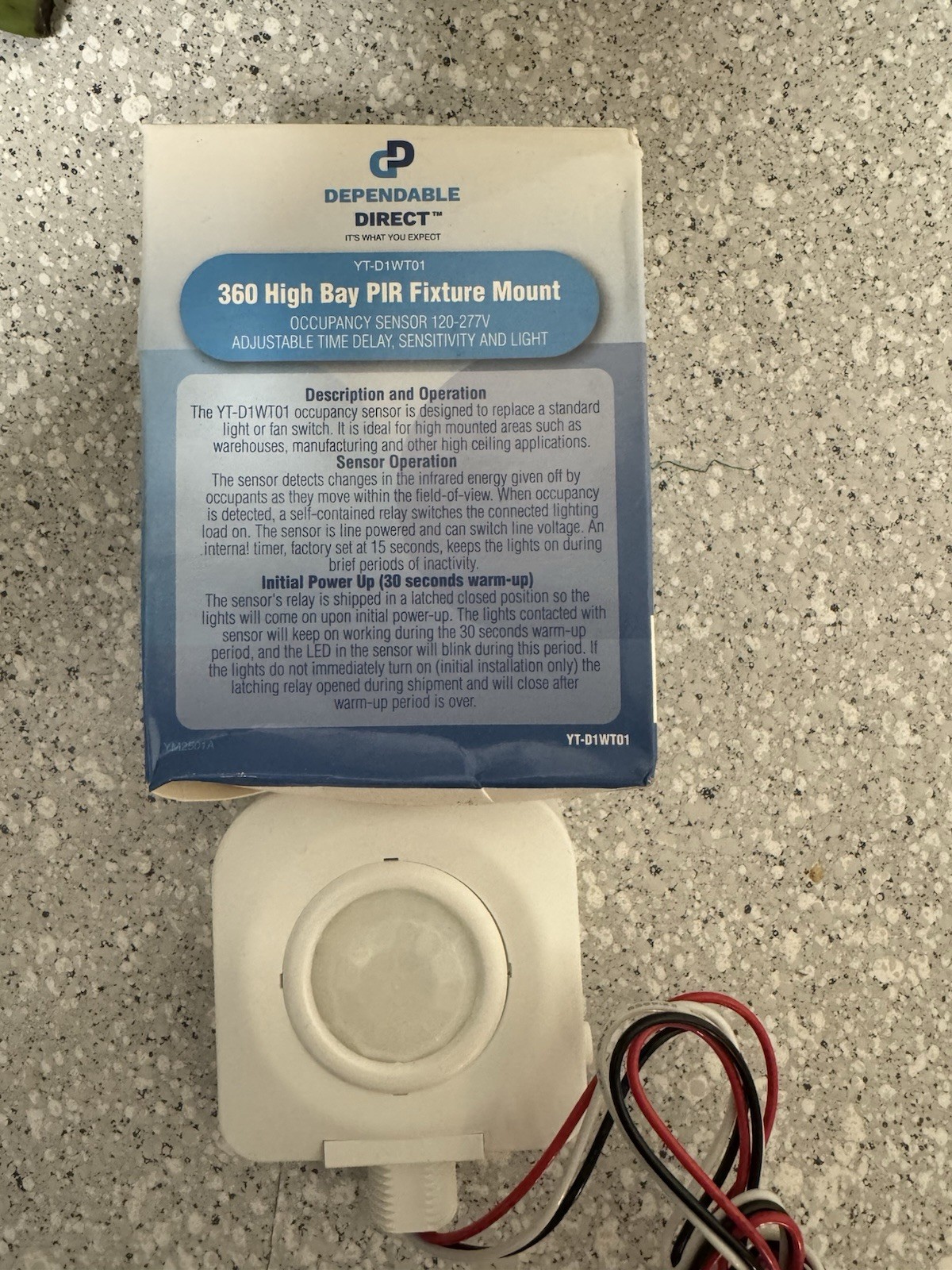 Dependable Direct YT-D1WT01 360 High Bay PIR Occupancy Sensor 120-277V White