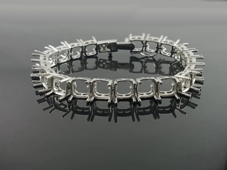 7 mm Cushion Semi Mount Bracelet Blank 7 mm Cushion Bracelet Mounting 925Silver