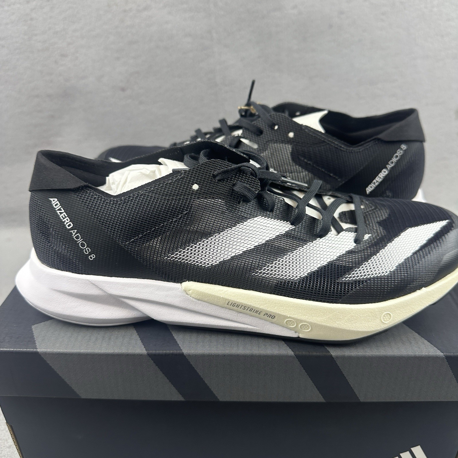 Adidas Adizero Adios 8M Low Running Shoes Black Mens 10.5 ID6902 New In Box