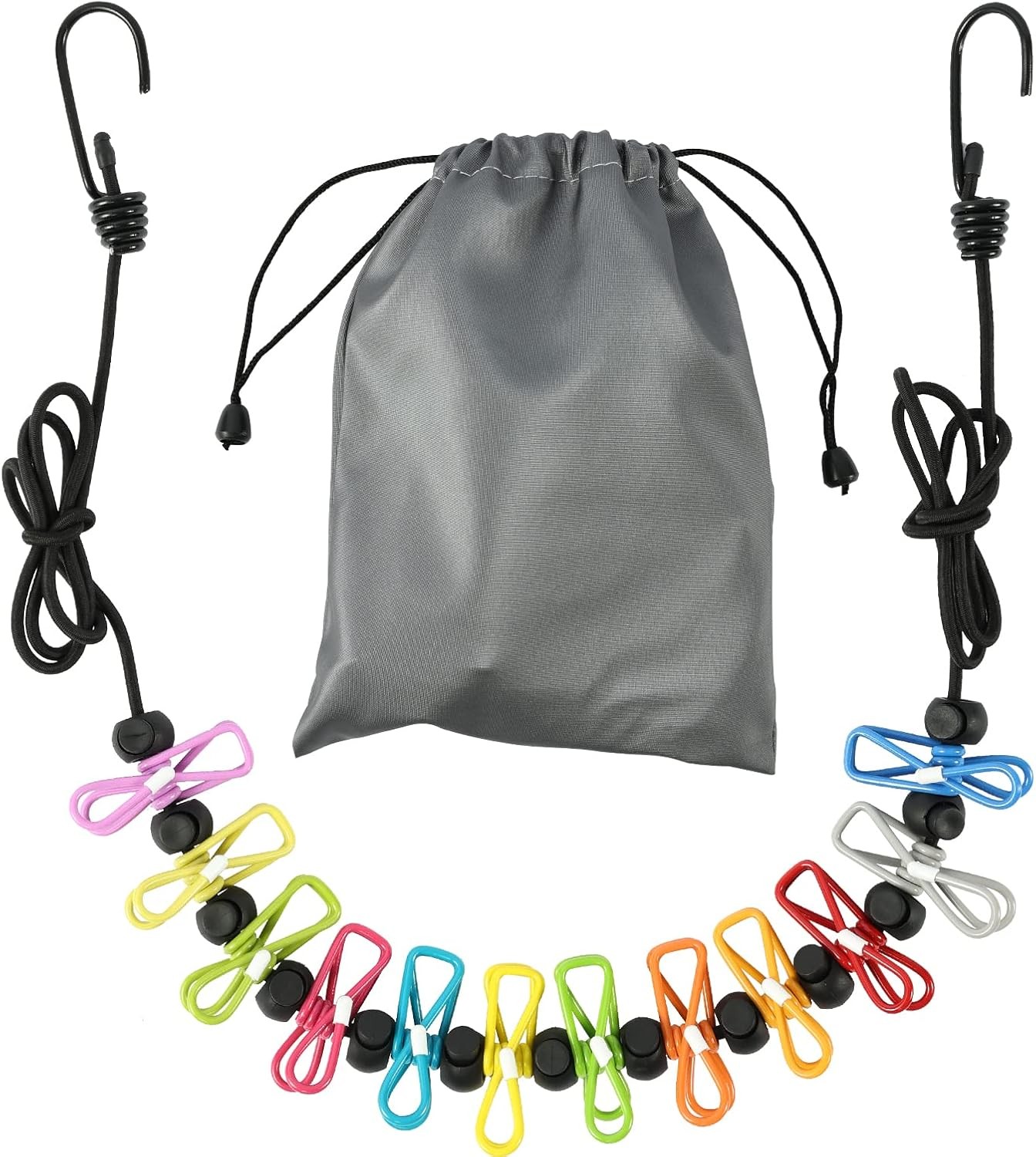 Retractable Portable Clothesline for Travel, Clothing line with 12 Clothes Clips