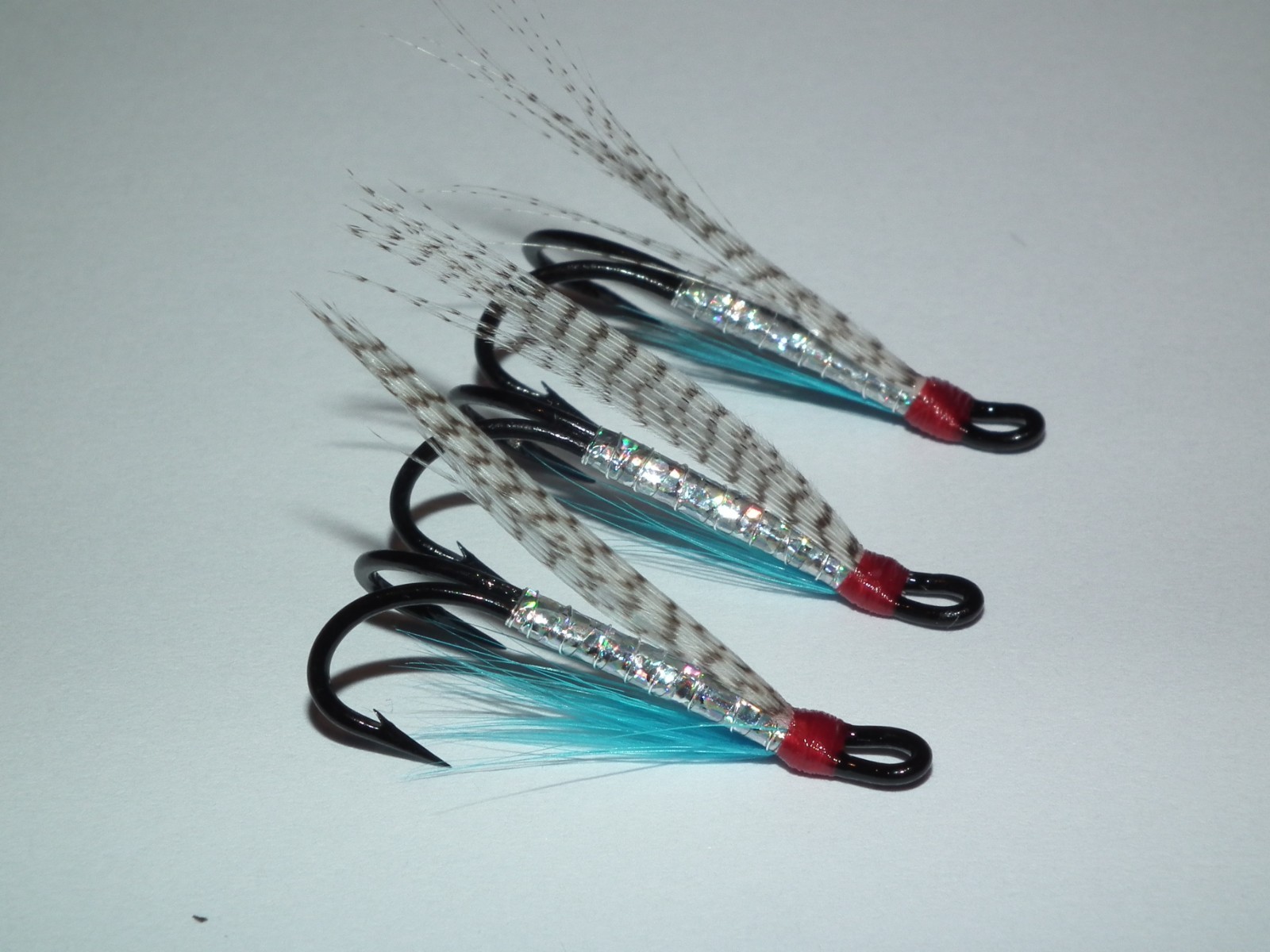 salmon/seatrout flies ---- 3 medicine tied on kamasan B280 size 8 double hooks