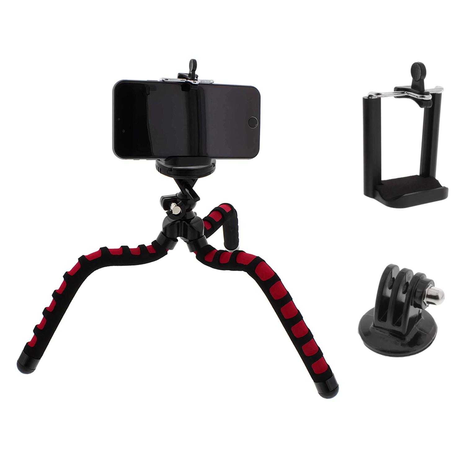 11 inch Flexible Spider Tripod with GoPro Mount and SmartPhone Holder