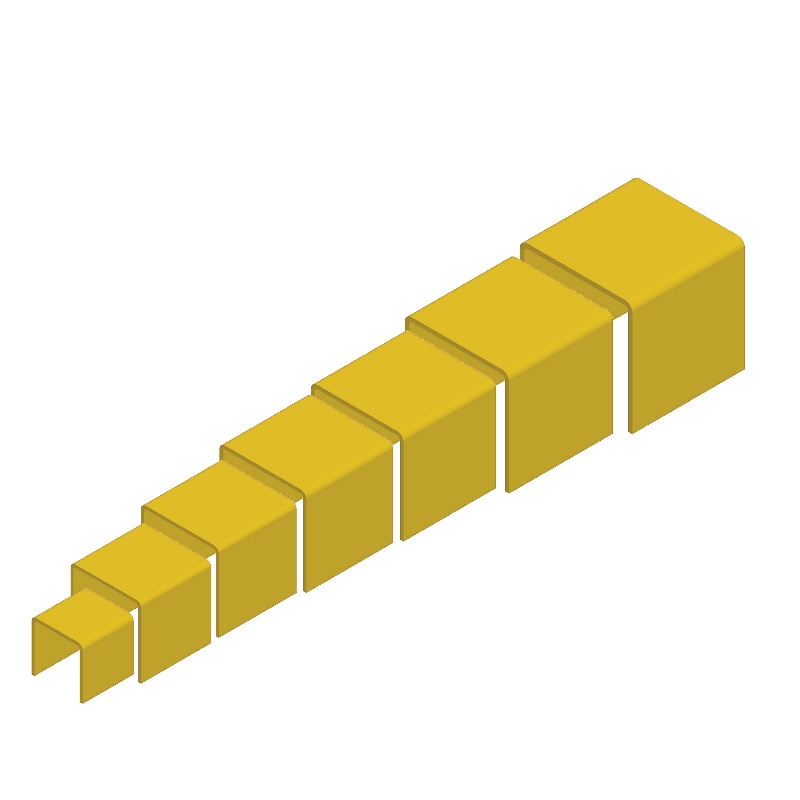 Seven Riser Combo Cube 3-Sided Yellow Plexiglass Pedestal Showcase Fixtures