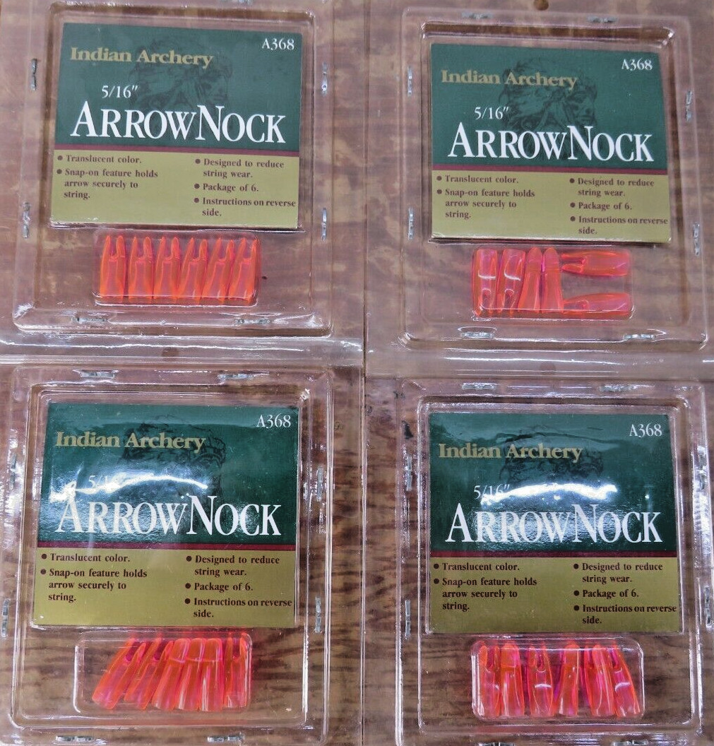 Lot Of 4 Vintage Indian Archery Orange A368 5/16" Arrow Nock 6 Pcs. NEW