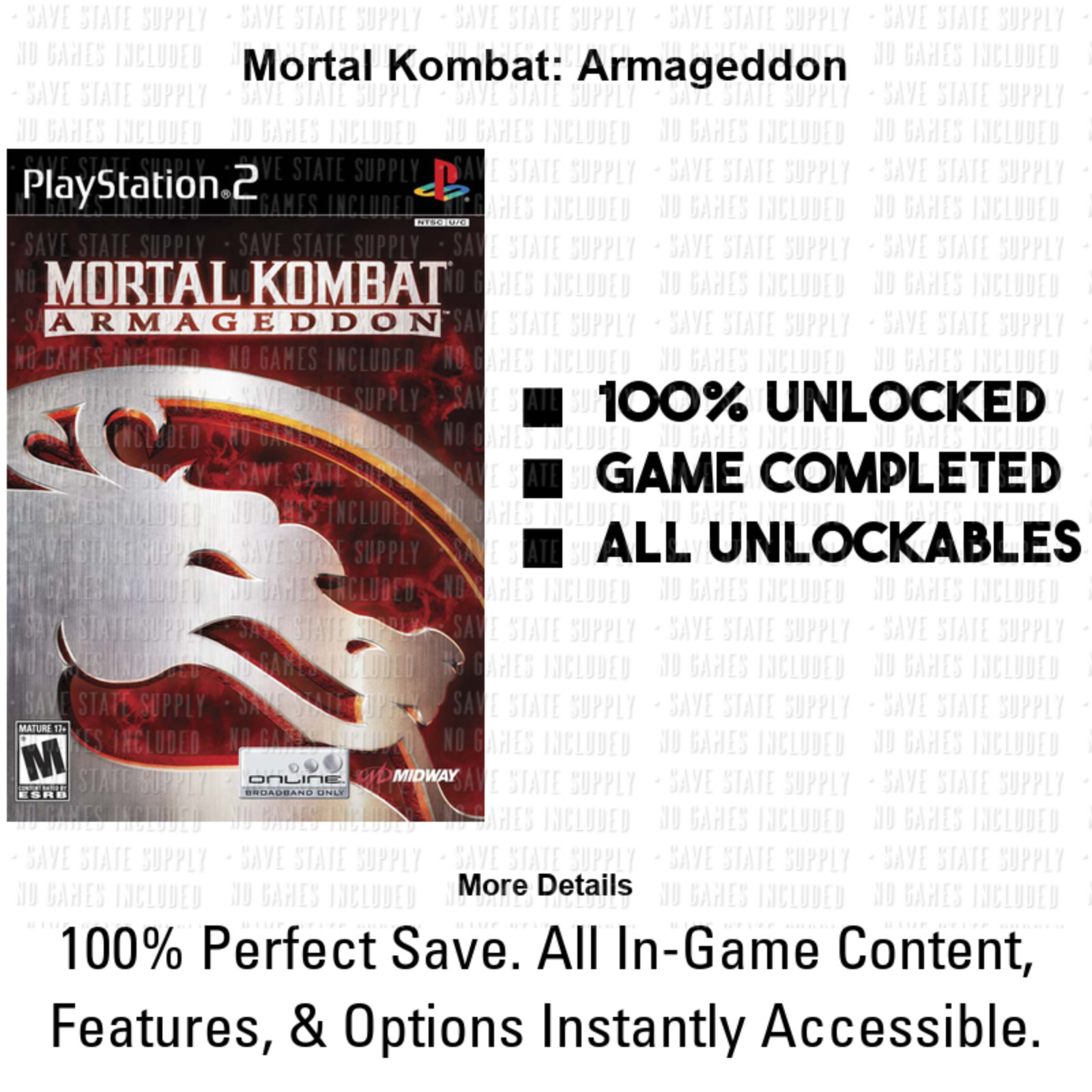 Mortal Kombat DC Alliance Monks Armageddon Deception PS2 PS3 Memory Card USB