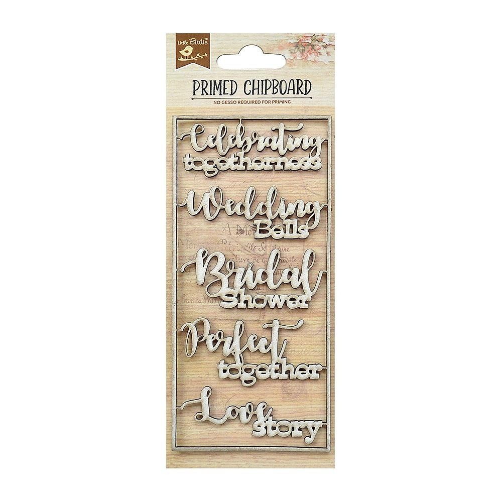Little Birdie Laser Cut Primed Chipboard 1/Pkg-Wedding Bells