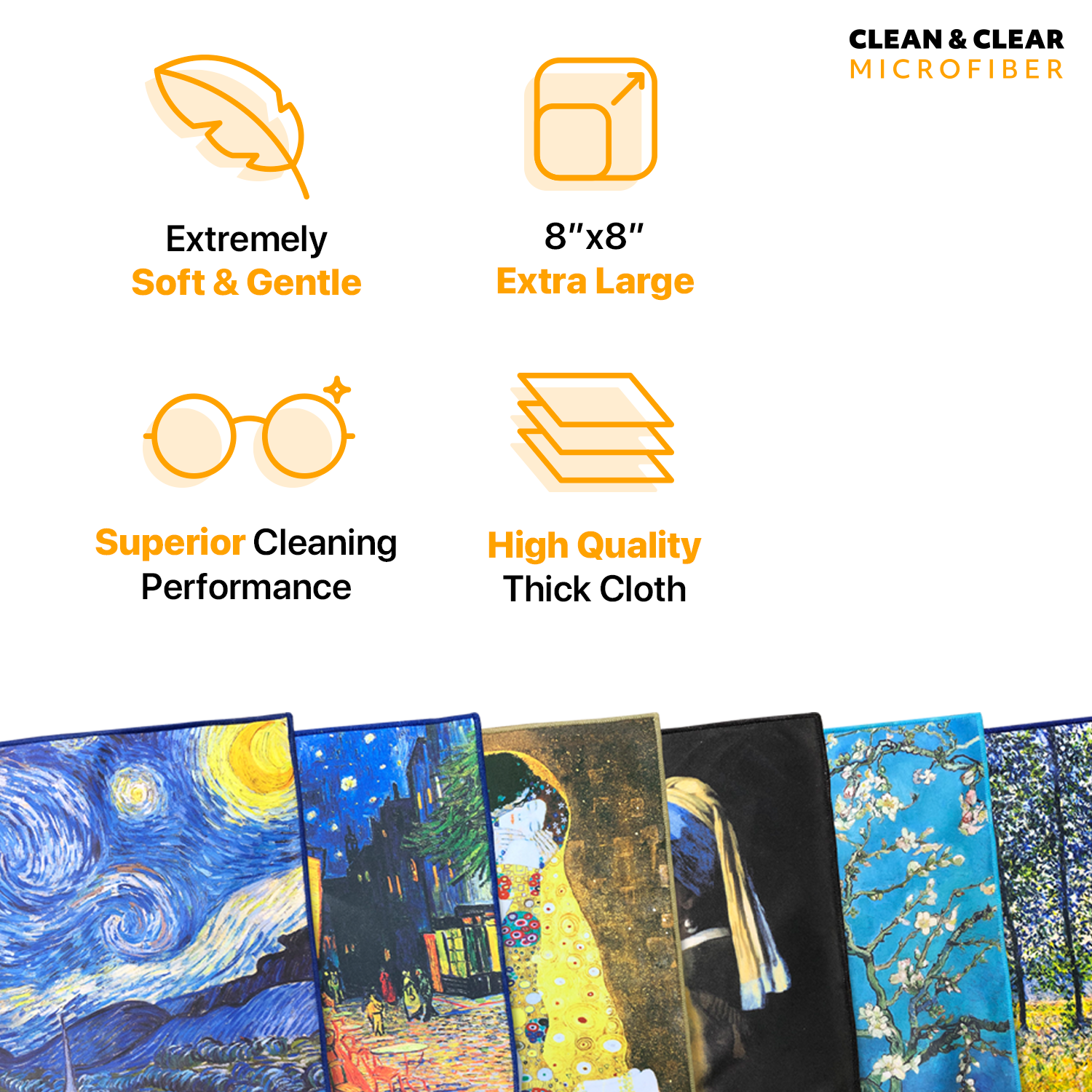 LARGE[4 Pack](Gogh "Almond Blossoms") - ULTRA PREMIUM QUALITY Microfiber Cloths