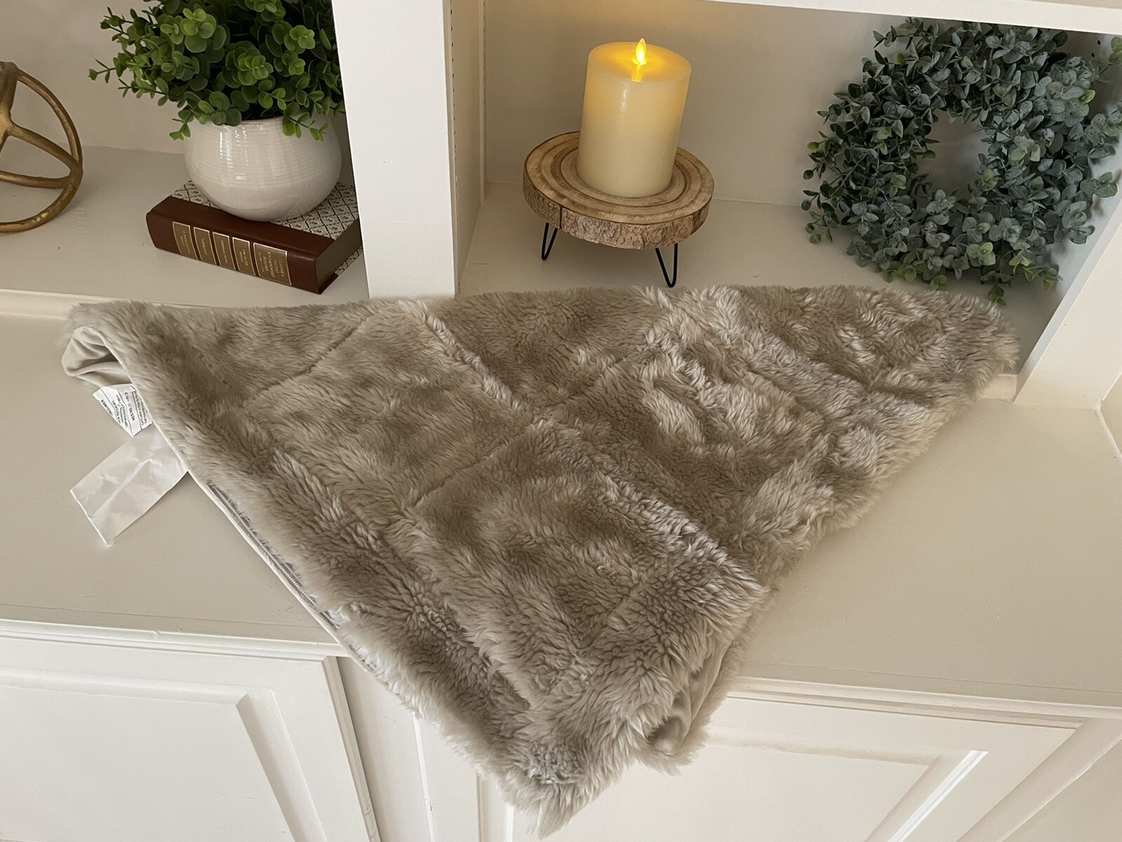 Pottery Barn Faux Shearling Fur Euro Sham Stone NWOT