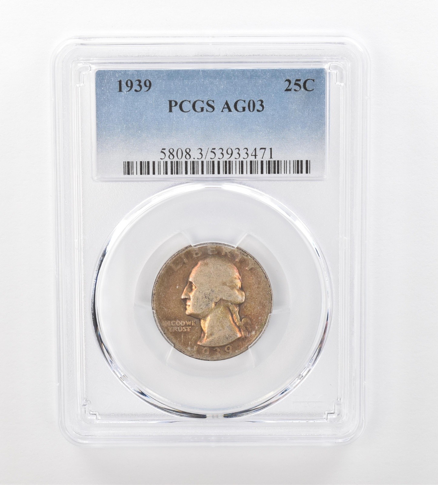 1939 Washington Quarter AG03 PCGS Lowball Beautiful Tone *0954