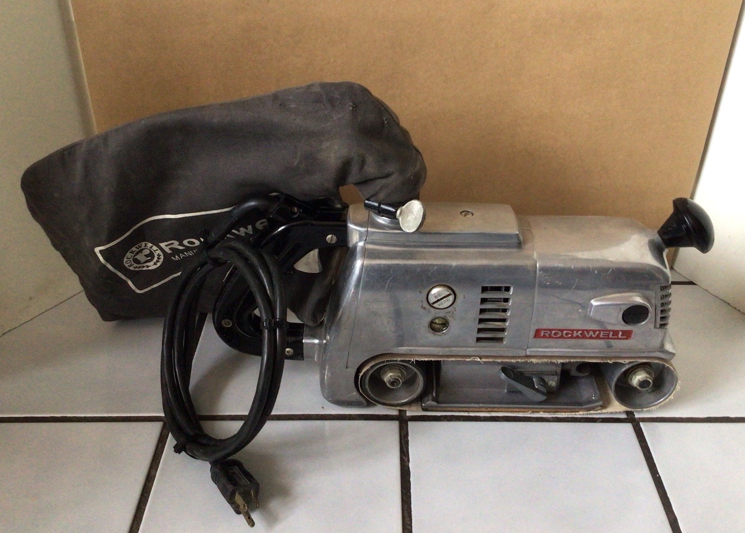 Vtg Rockwell 503 3”x24”Locomotive Style Belt Sander Working W/Dust Bag FREE SHIP