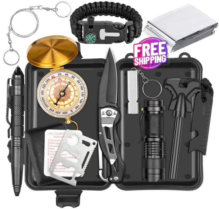 12 In 1 Kit de supervivencia Emergencia Táctica Al aire libre Camping Caza NUEVO