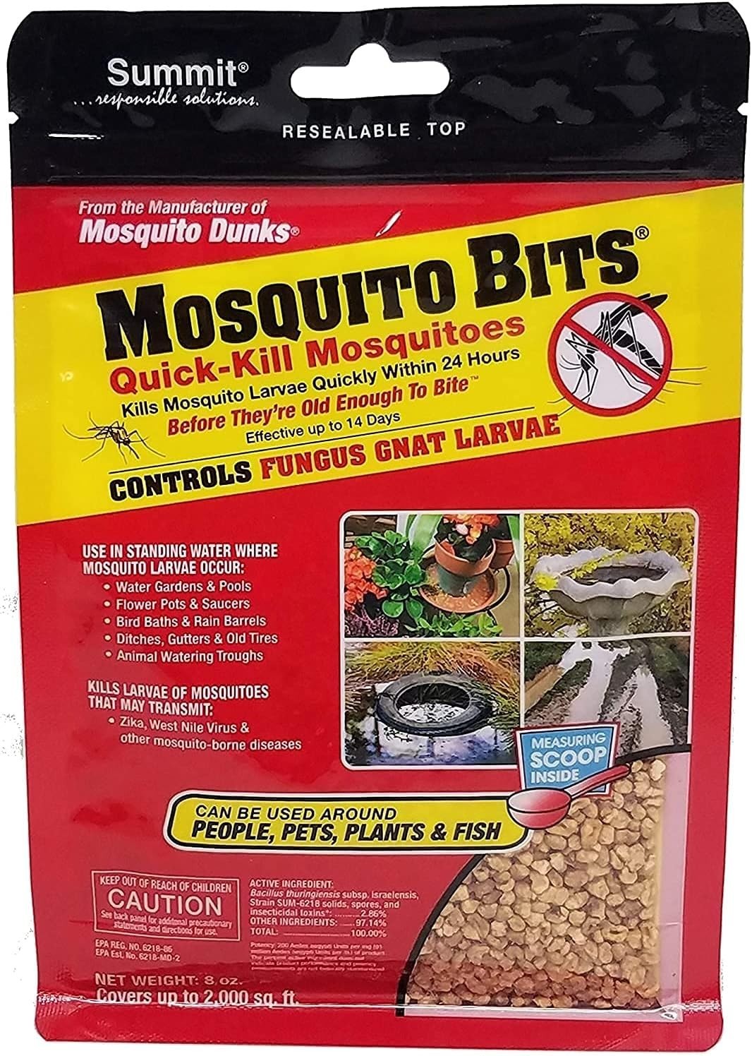 8oz Mosquito BITS - Shake-On Treatment for Safe & Effective Larvae Management