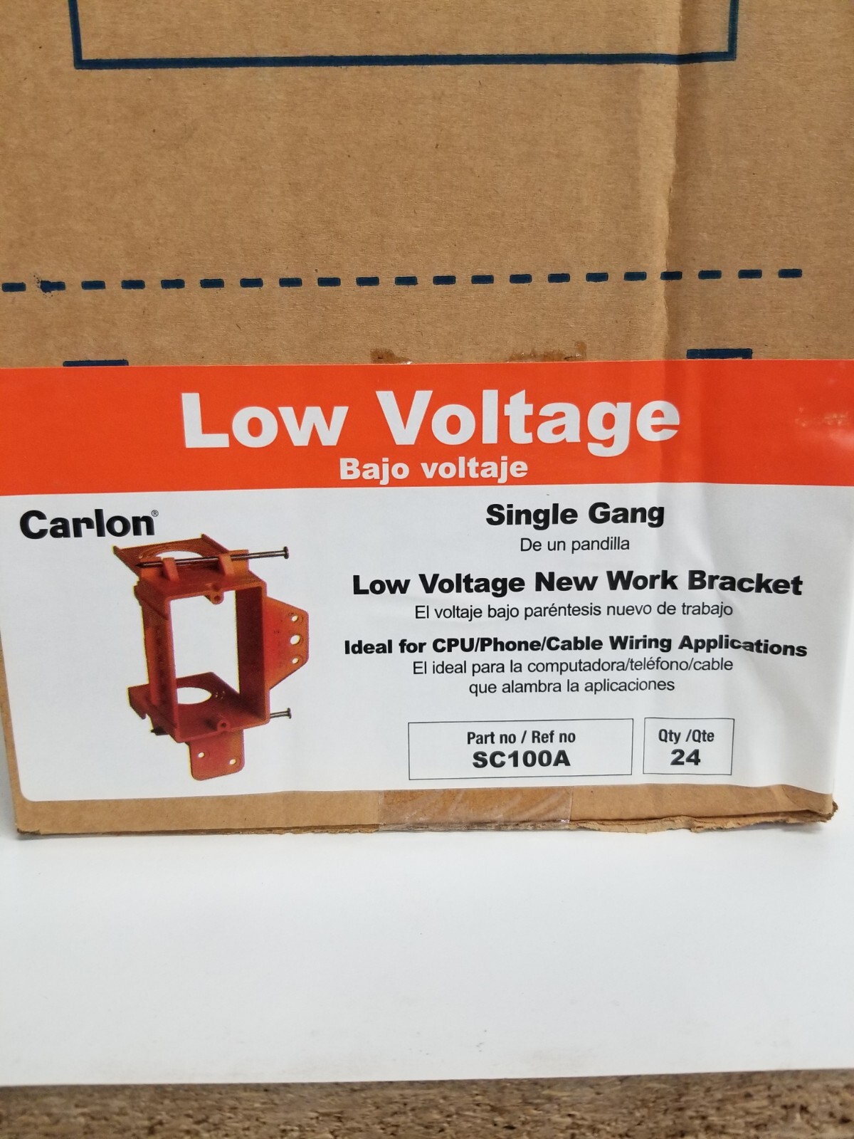 Carlon SC100A Low Voltage New Work Bracket-Single Gang, Box of 24