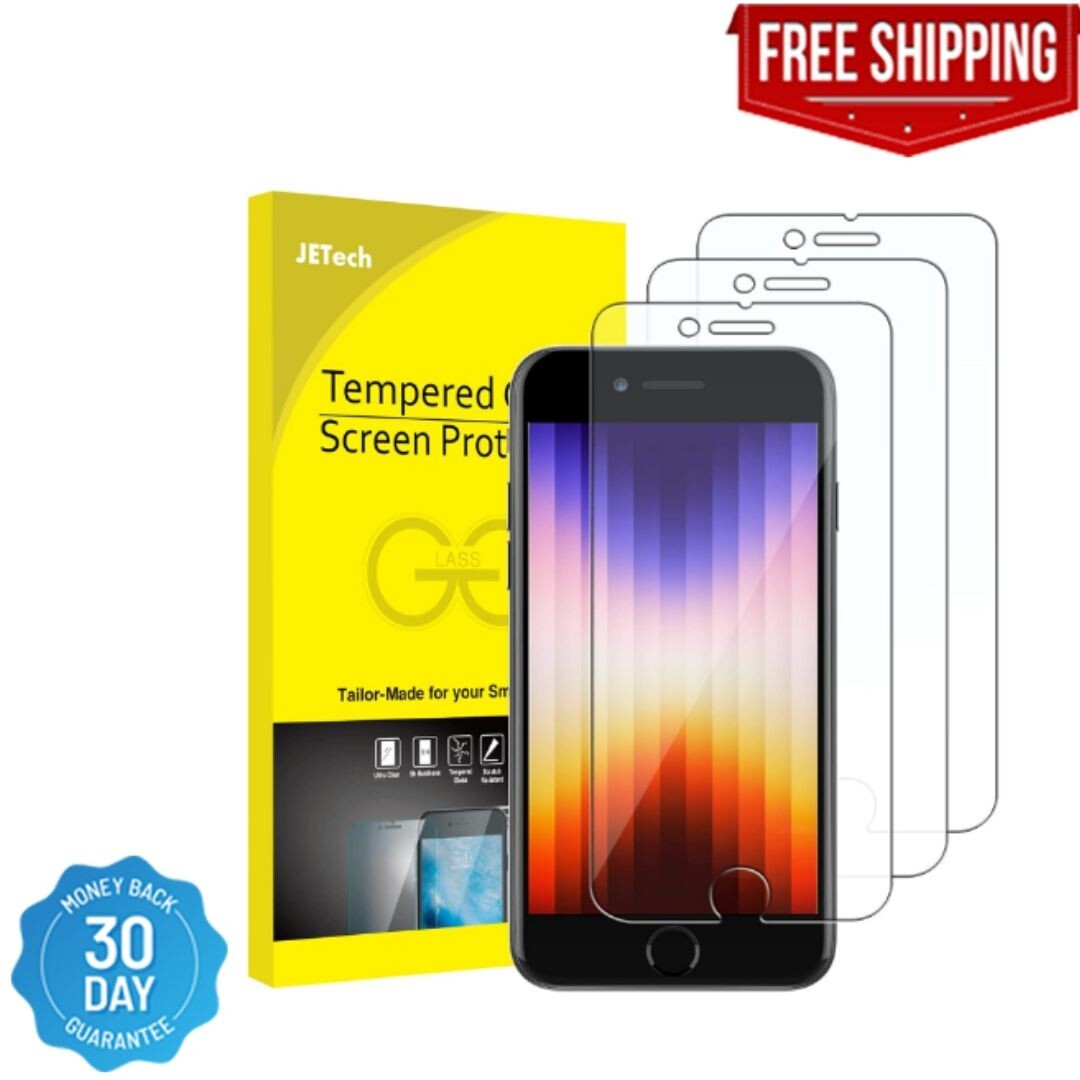 JETech Screen Protector for iPhone SE 3 (2022 3rd Edition) 4.7-Inch, 3-Pack