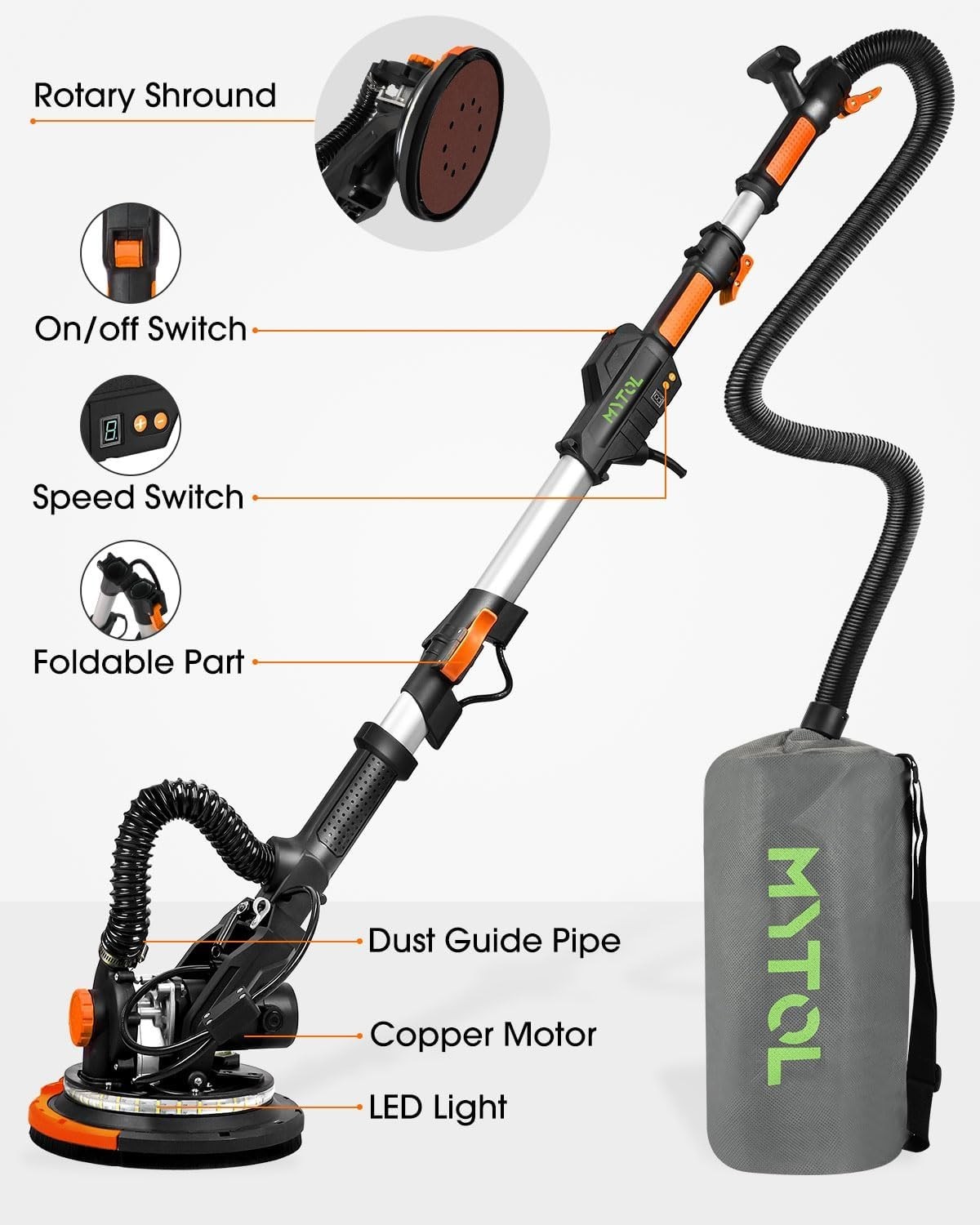 Electric Drywall Sander with Vacuum Dust Collection