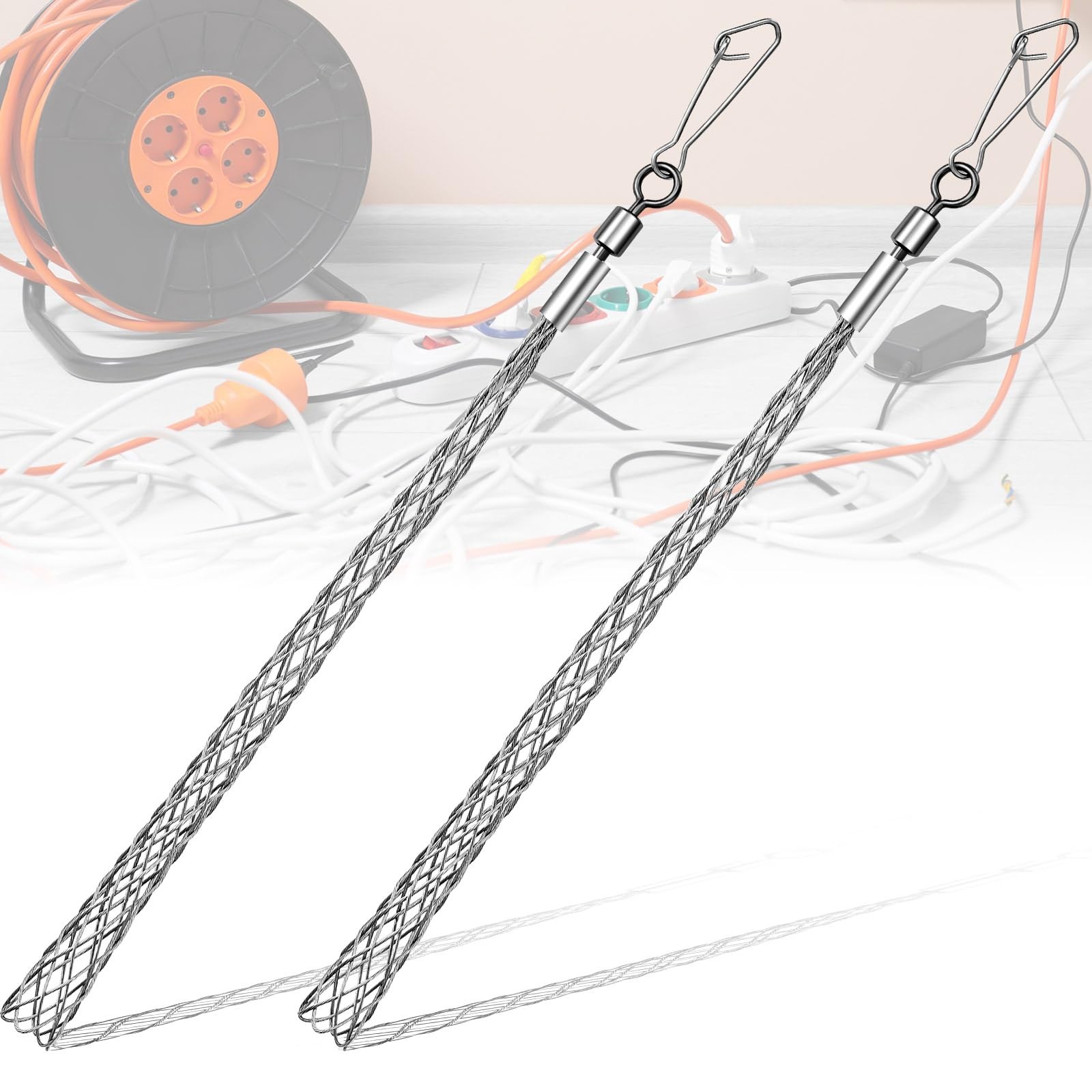 Gisafai 2 Pcs 3/4 in Wire Pulling Grip Mesh Metal Cable Puller in, silver