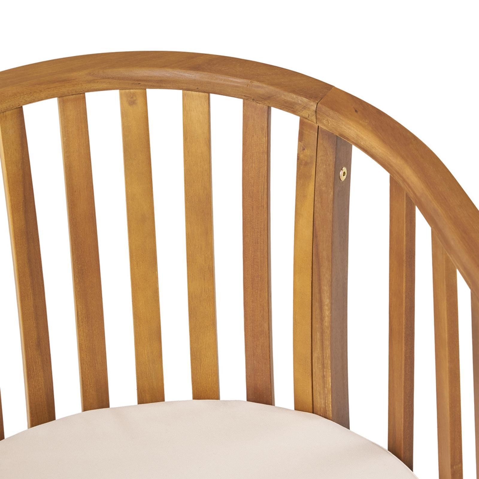 Outdoor Dining Chair, Acacia Wood Frame with Water-Resistant Cushions and Open