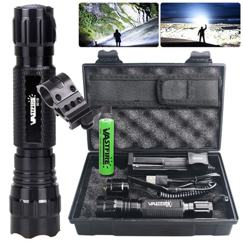 Quick Release LED Flashlight Hunting Light Night Torch w/ Scope Mount 20mm Rail