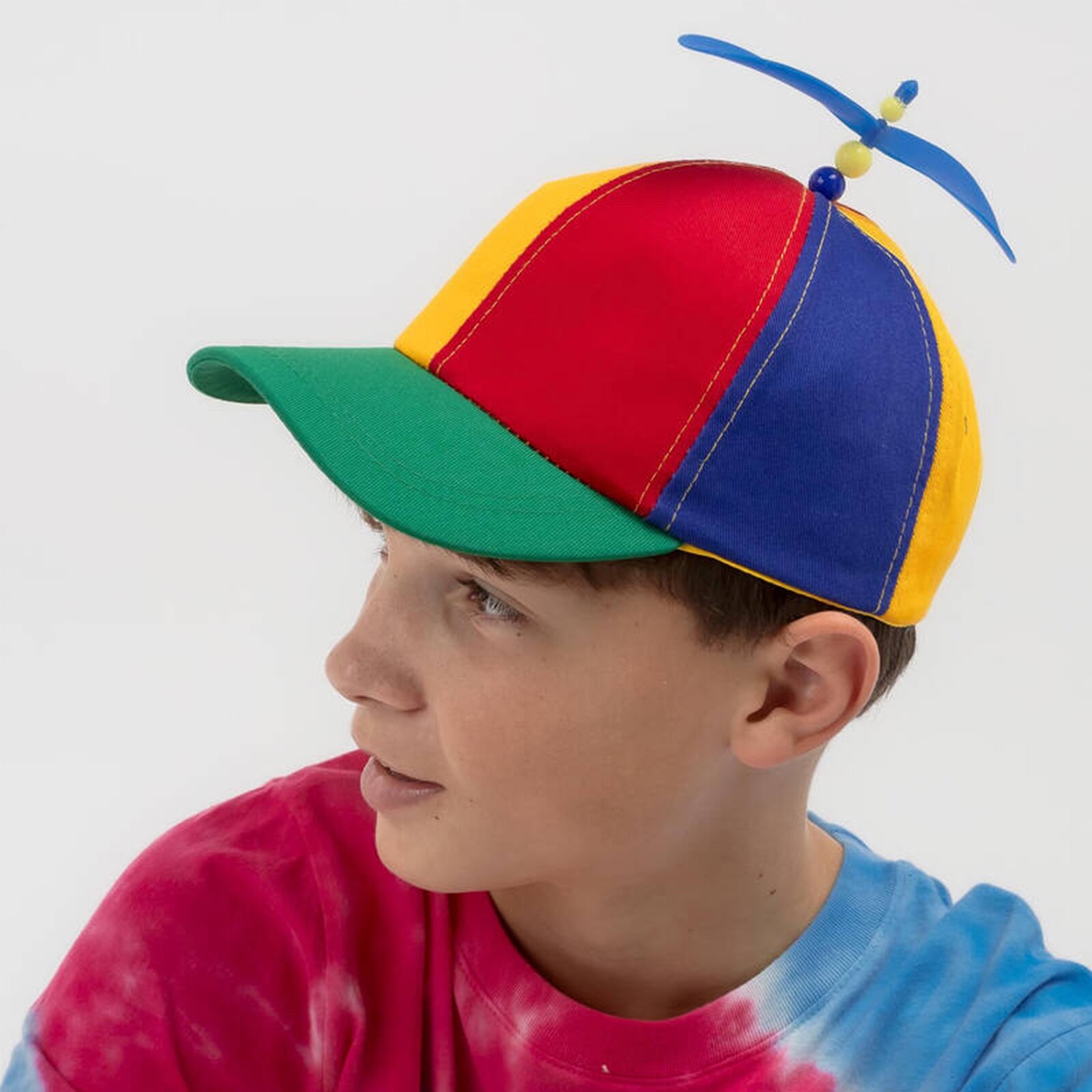 Unisex Rainbow Color Helicopter Propeller Cap Hat School Boy Fancy Dress Cap