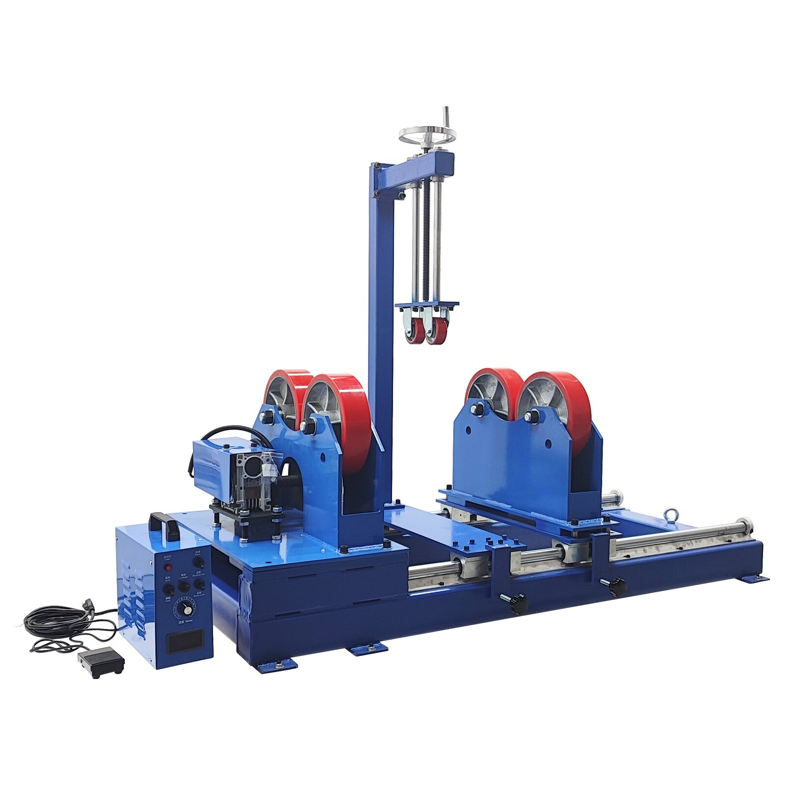 2T 110V Welding Tank Turning Rolls with Sliding Rail and Press Wheel Frame