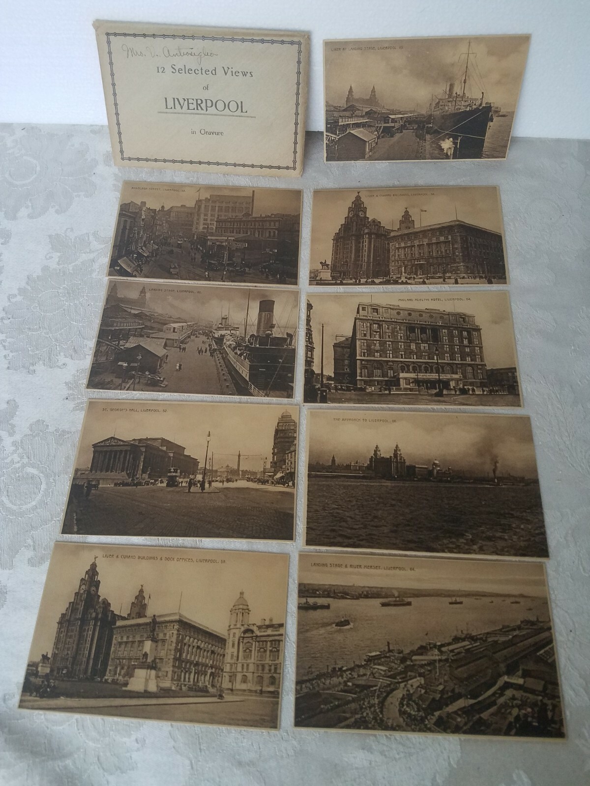 Set of 9 Antique Selected Photo Views Liverpool England Souvenir Postcards MINT